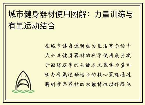 城市健身器材使用图解：力量训练与有氧运动结合