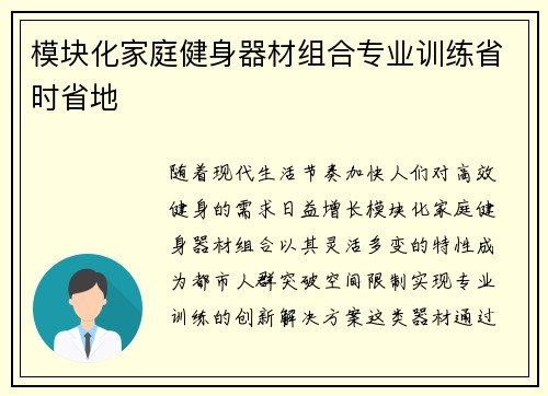 模块化家庭健身器材组合专业训练省时省地